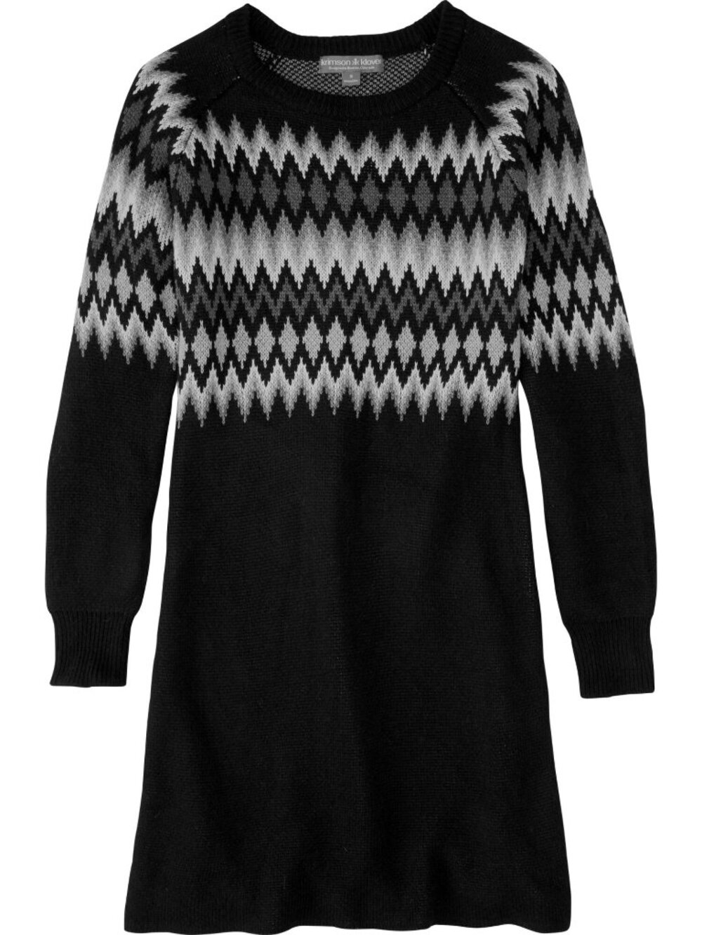 Krimson Klover | Black Grey Ski Sweater Cotton Blend Dress Large